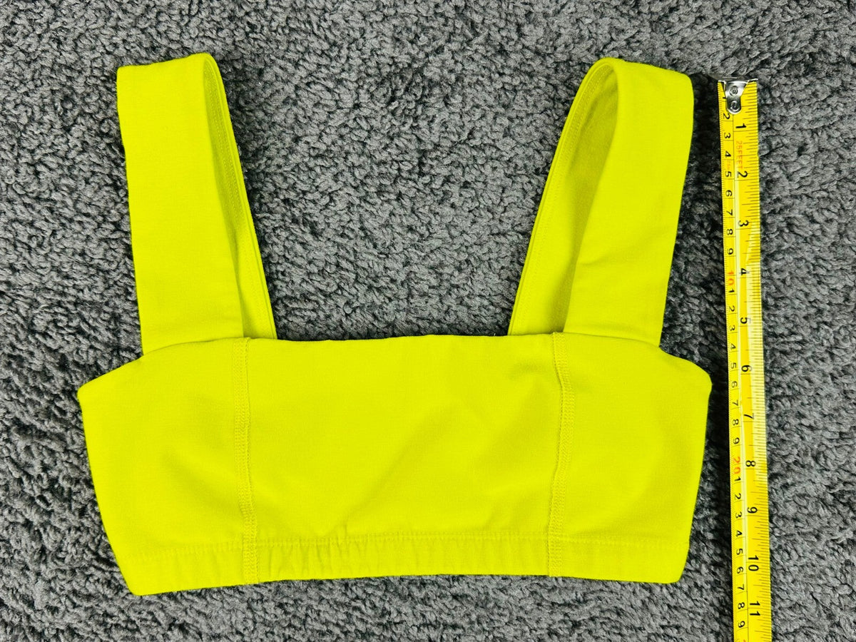 Beyond Yoga Womens XS Neon Yellow Spacedye Square Neck Bra & Midi Legging Set