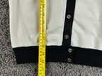 Karen Millen Womens 3 Medium Colorblock Cardigan Sweater Snap Button Ivory Black