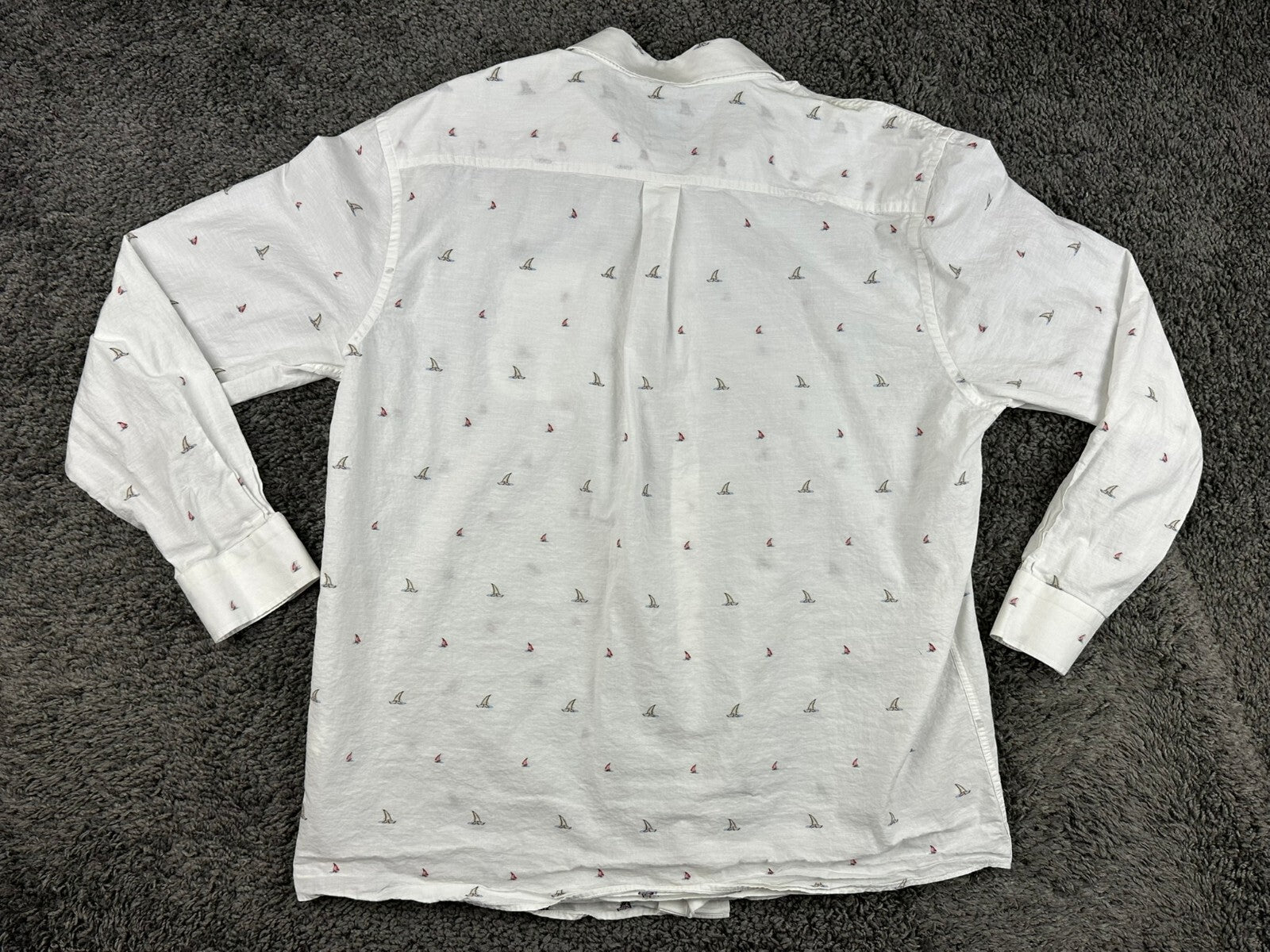 Johnnie-O Top Shelf Faber Shirt Mens White Sailboat Cotton Linen Button Up Sz XL