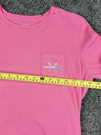 Vineyard Vines Womens S Pink Lacrosse Graphic Long Sleeve Pocket T-Shirt