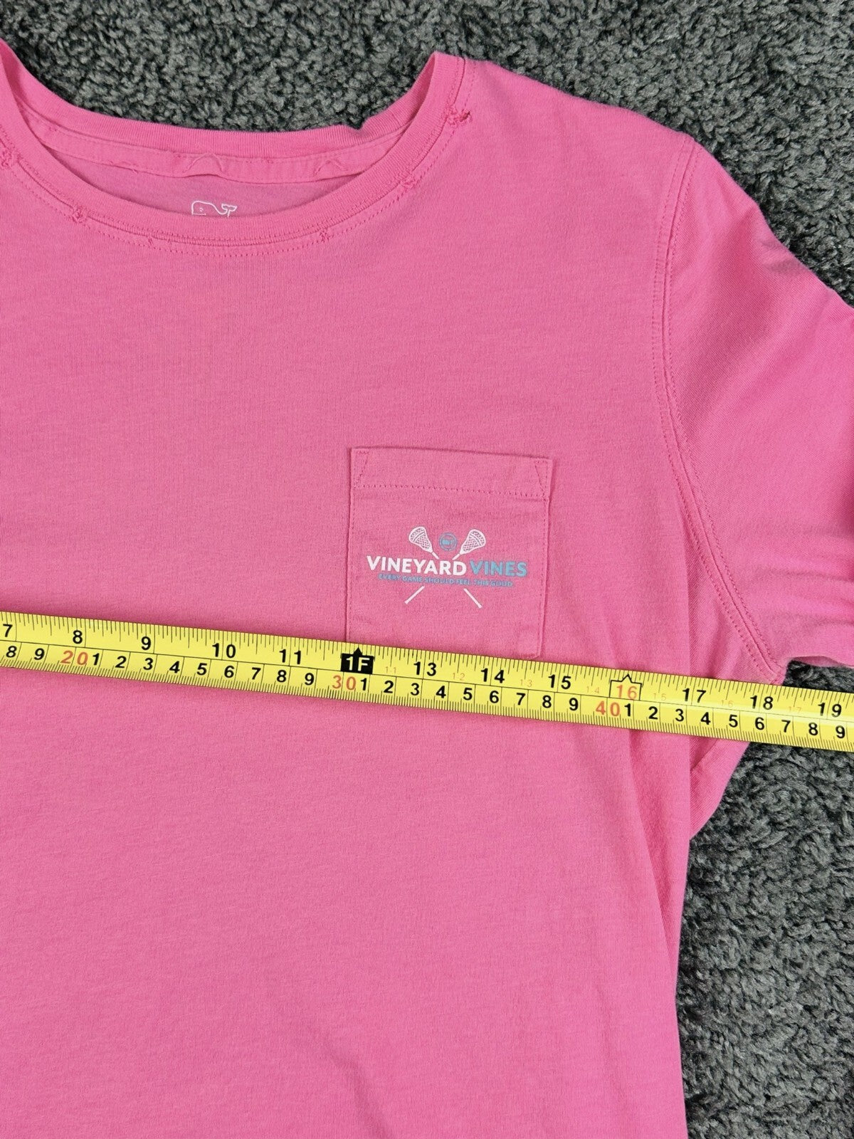 Vineyard Vines Womens S Pink Lacrosse Graphic Long Sleeve Pocket T-Shirt