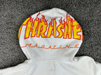 Vans x Thrasher Mens Hoodie White Flame Logo Pullover Skateboarding Sz Medium