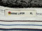 Marine Layer Men's Textured Crew Striped Long Sleeve Pullover Off-White XL