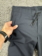 Sandro Paris Men Wool Blend Drawstring Smart Trousers Pants Navy Blue 36 FR 44