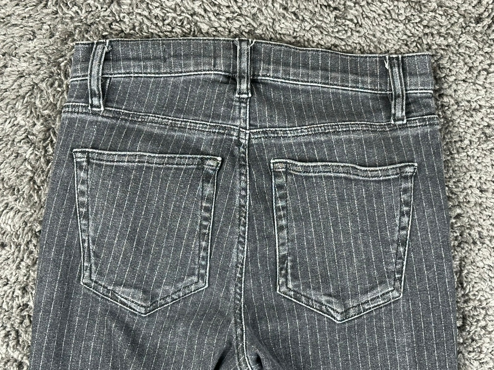 FRAME Le High Flare Jeans 25 Charcoal Pinstripe High Rise Stretch Denim Pants