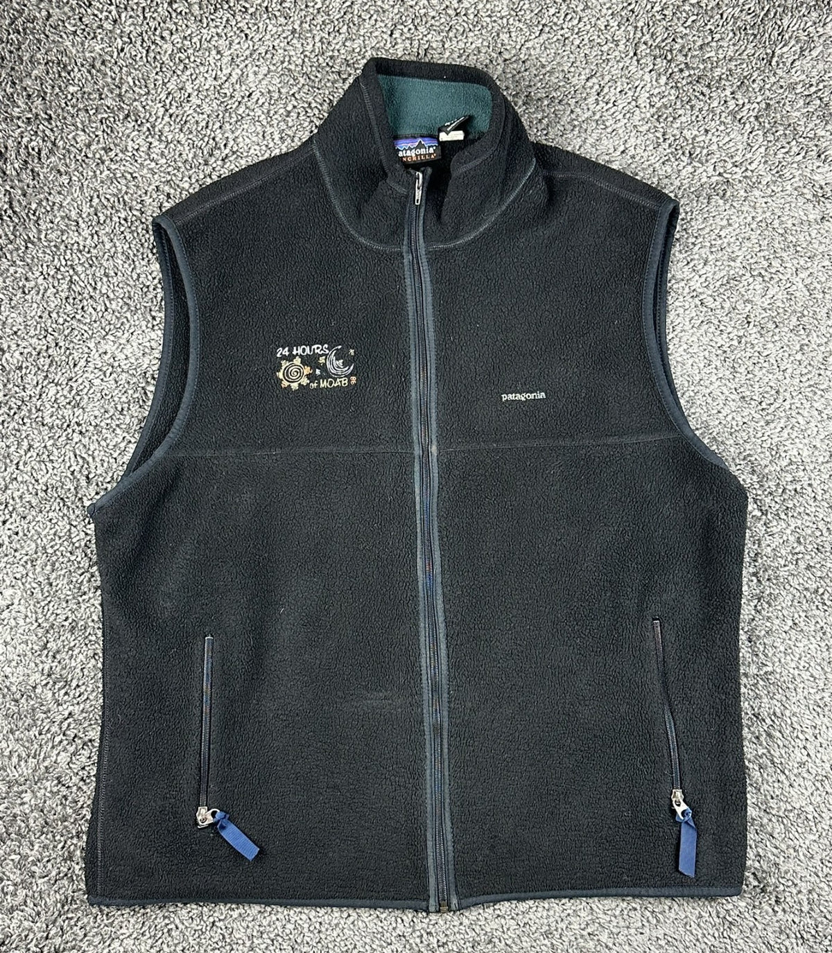 Vintage 90s Patagonia Synchilla Fleece Vest Mens XL Black 24 Hours of Moab