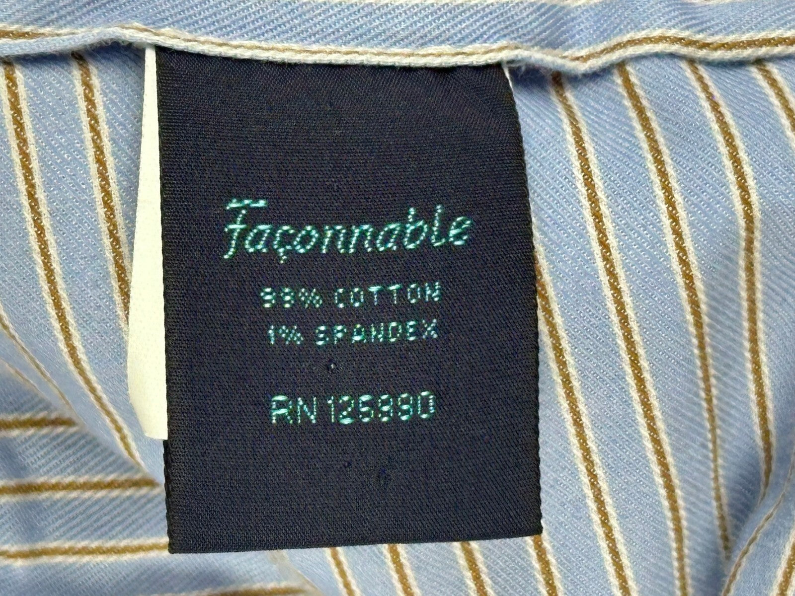 Faconnable Mens Chino Pants Flat Front Beige Tan Cotton Stretch Trousers Sz 38