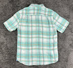 Tommy Bahama Mens S 100% Linen Short Sleeve Button Up Shirt Plaid Mint Green
