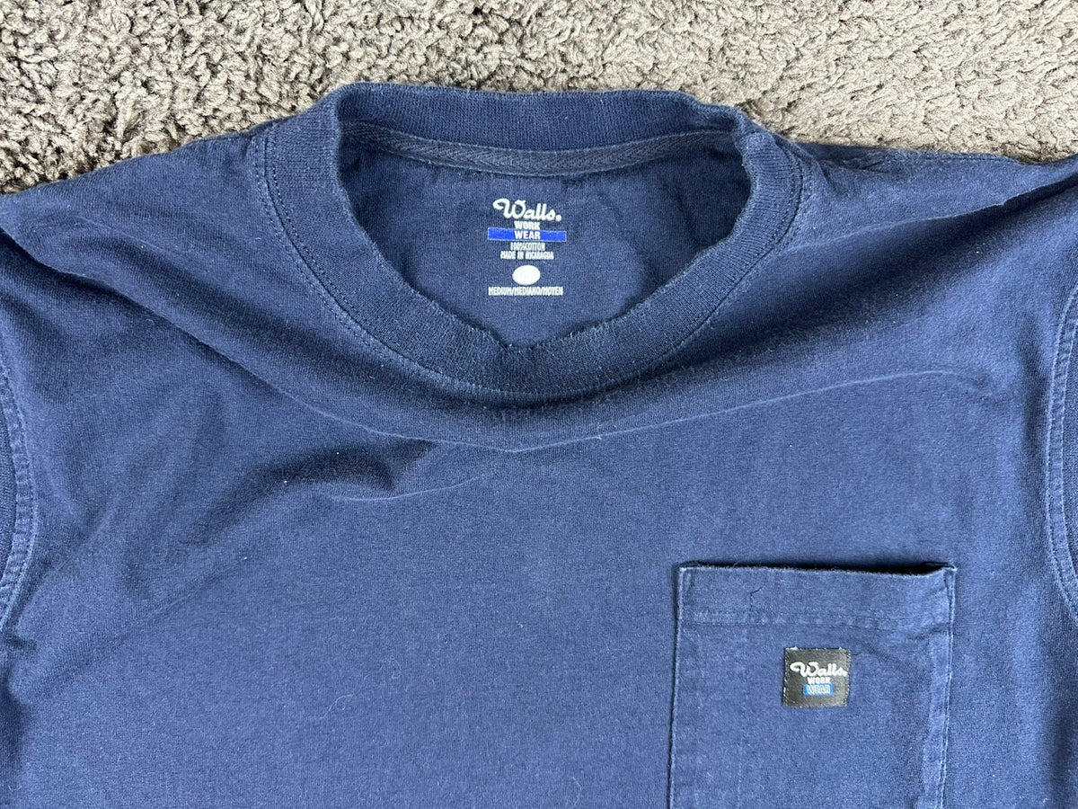 Walls Work Wear Men's Medium Blue Sleeveless Pocket T-Shirt