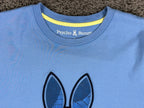 Psycho Bunny Mens M Light Blue Pima Cotton Big Logo T-Shirt Size 5 Medium