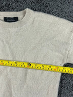 Tahari Womens M 100% Cashmere 2-Ply Crewneck Sweater Oatmeal Beige High Low