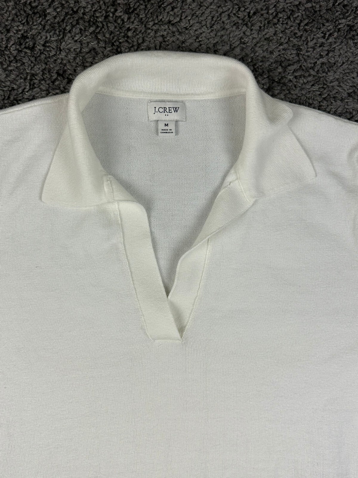 J.Crew Women's Cotton Johnny-Collar Long Sleeve Sweater White Medium