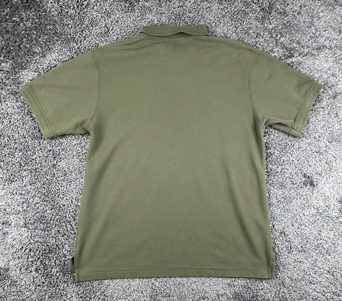 L.L. Bean Mens L Olive Green Wrinkle Resistant Double L Short Sleeve Polo Shirt