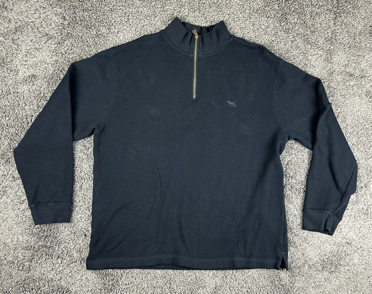 Rodd & Gunn Mens 2XL Black 100% Australian Cotton 1/4 Zip Pullover Sweater