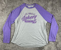 NBA Los Angeles Lakers Mens Raglan Long Sleeve Shirt Gray Purple Basketball 3XL