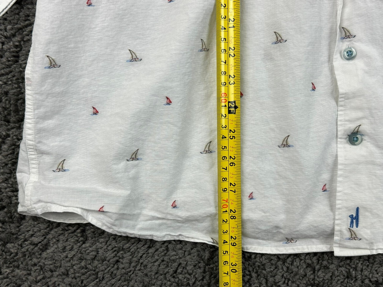 Johnnie-O Top Shelf Faber Shirt Mens White Sailboat Cotton Linen Button Up Sz XL