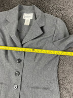 Vintage Dani Max Lois Snyder Pant Suit Womens 12P Gray Long Blazer Tapered Pants