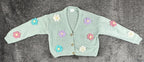 Luna Ivy Women's Large Mint Green 3D Floral Applique Button Cardigan Sweater