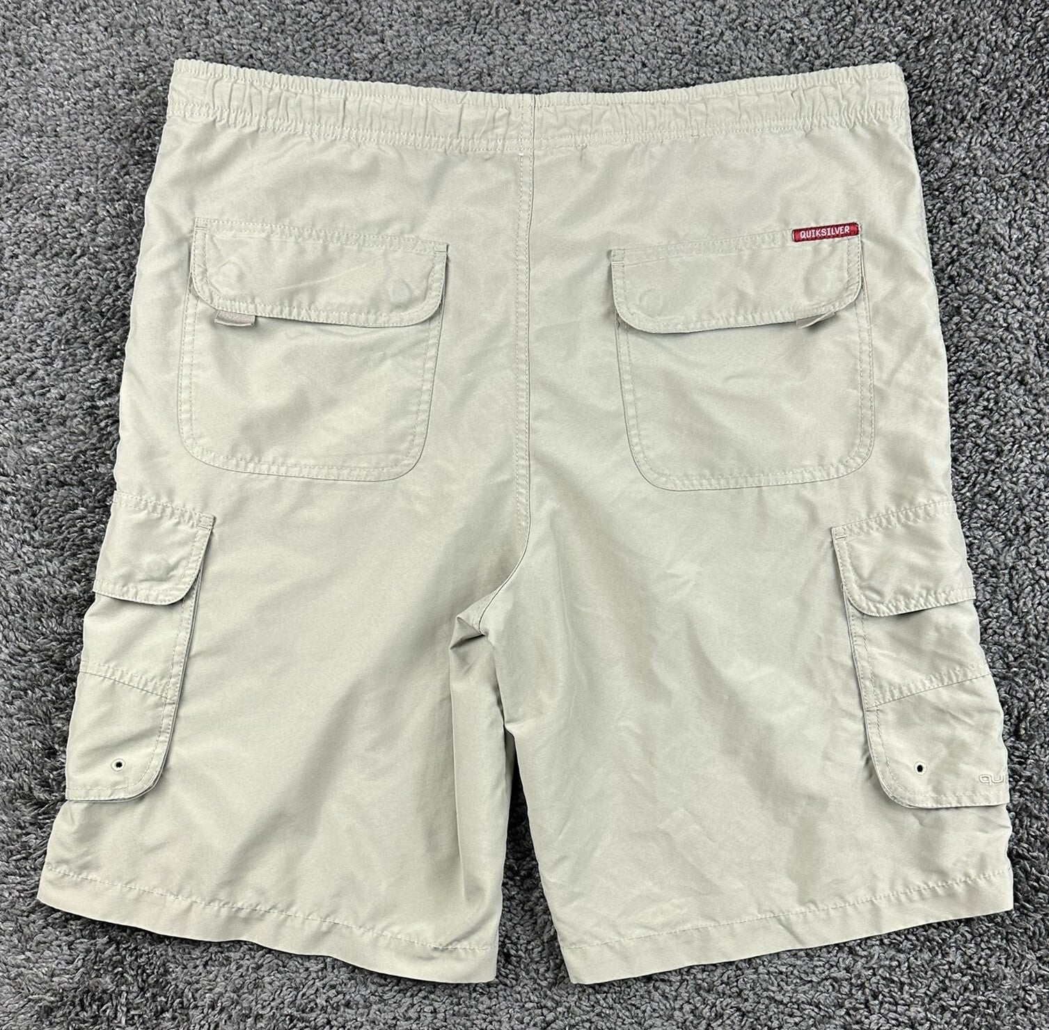 Vintage Quiksilver Cargo Shorts Men 41 Waist Tan Drawstring Y2K Sz L