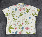 Hot Cotton by Marc Ware Women's 100% Linen Floral Short Sleeve Shirt XL