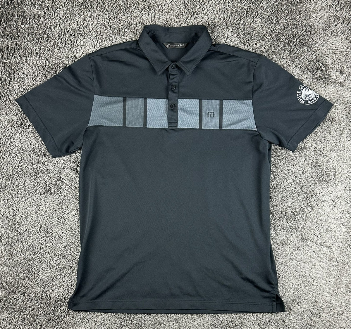 TravisMathew Mens L Black White Claw Hard Seltzer Golf Polo Shirt Short Sleeve
