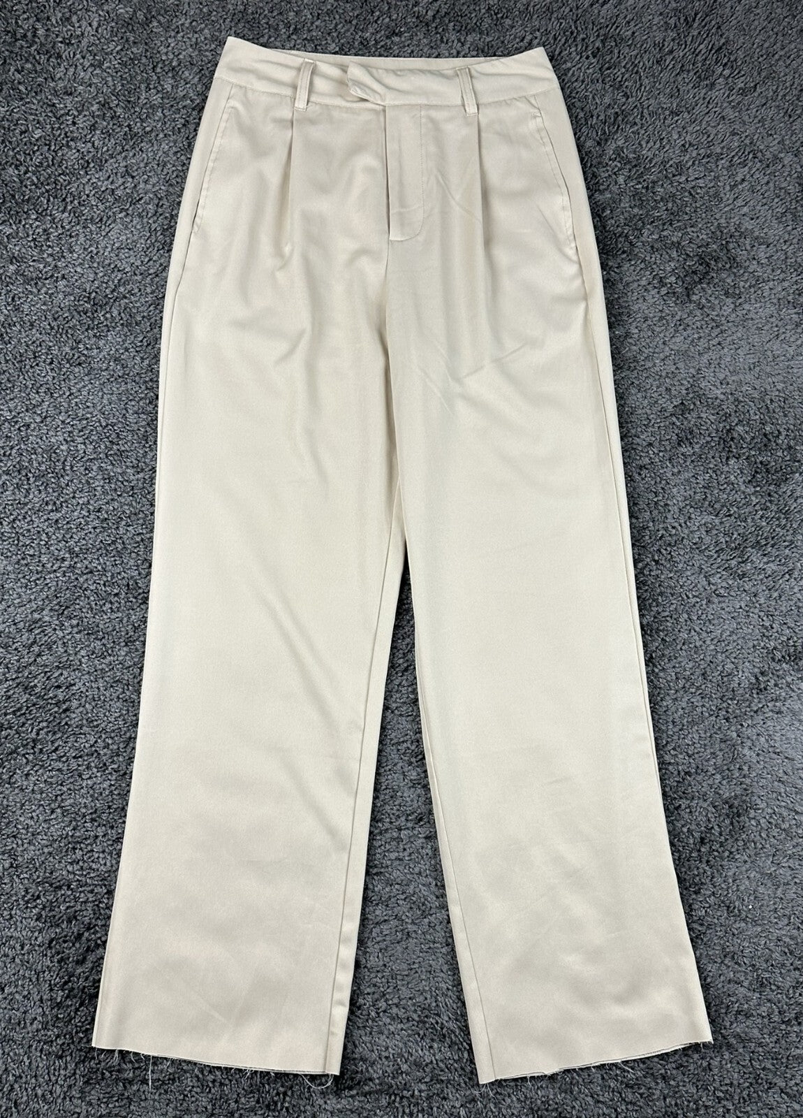 Contempo Wide Leg Trousers Womens Medium Beige High Waisted Pleated Front