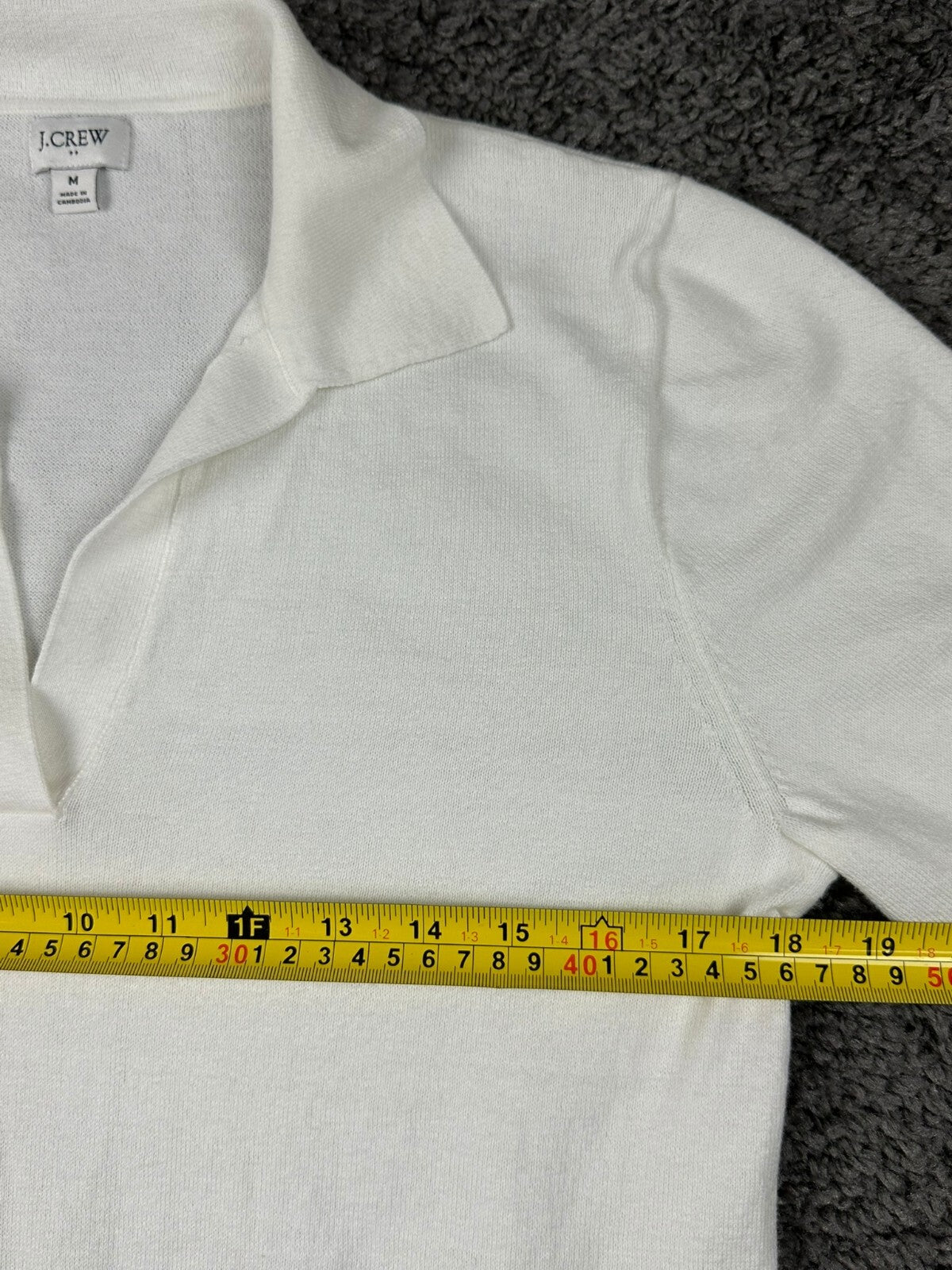J.Crew Women's Cotton Johnny-Collar Long Sleeve Sweater White Medium