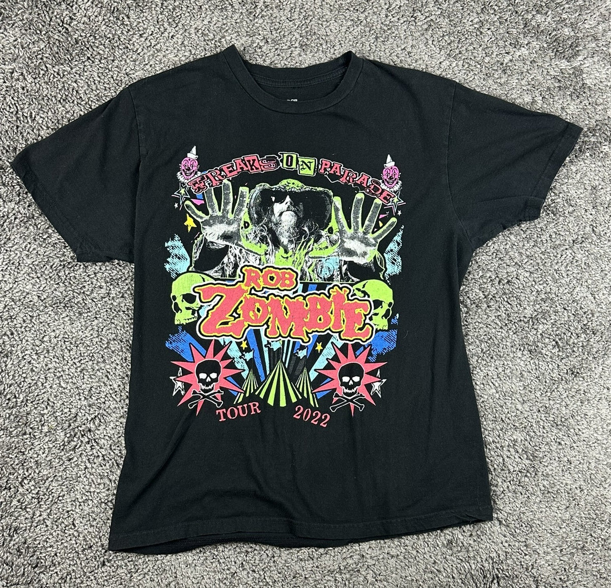 Rob Zombie Freaks on Parade 2022 Tour T-Shirt Mens M Black Concert Merch