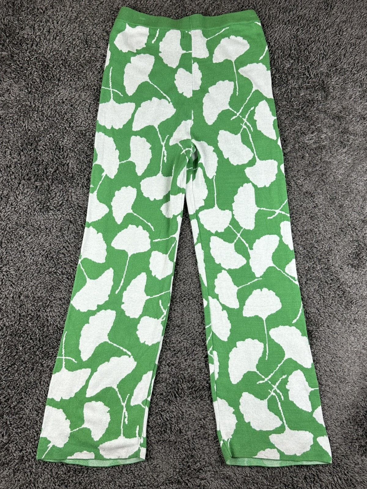 Diane von Furstenberg Womens M Green Ginkgo Sweater Knit Flare Pants