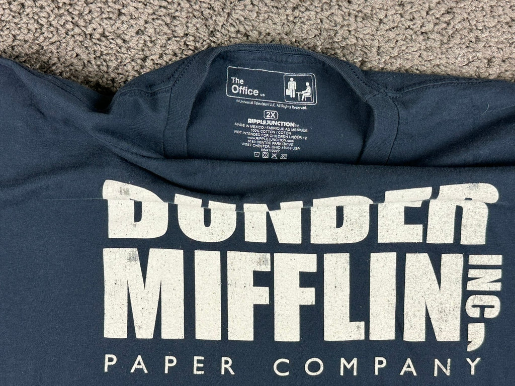 Ripple Junction The Office Dunder Mifflin Mens 2X Graphic T-Shirt Navy Blue
