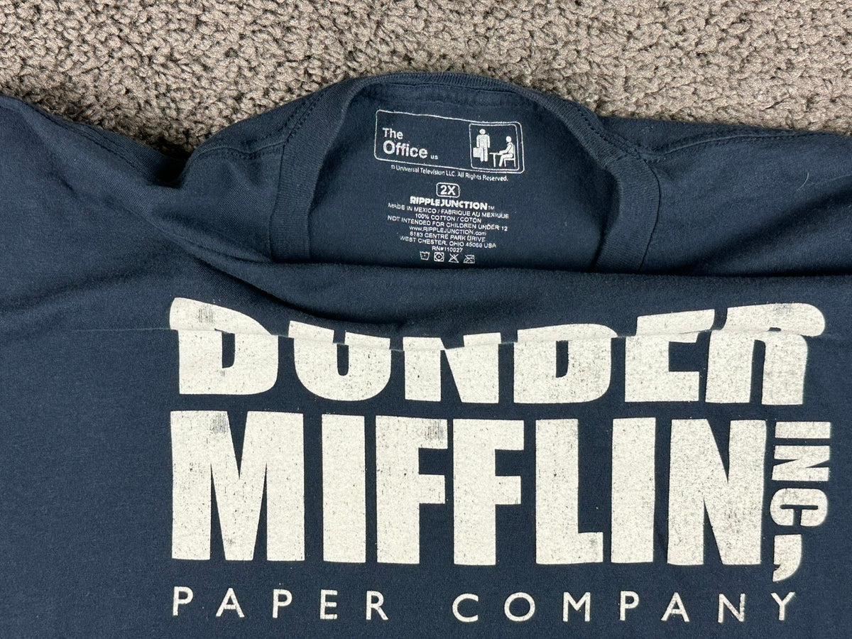 Ripple Junction The Office Dunder Mifflin Mens 2X Graphic T-Shirt Navy Blue