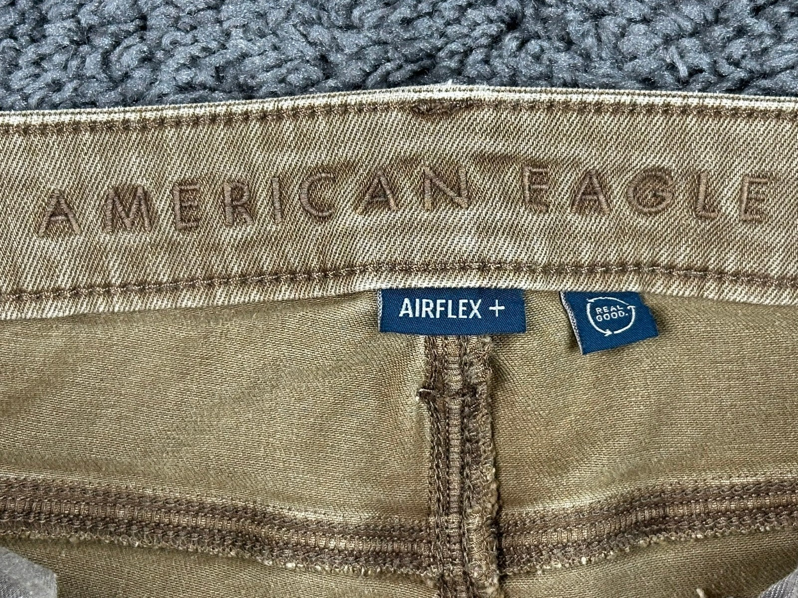 American Eagle Mens AirFlex+ Jeans Tan Brown Slim Straight Stretch Denim 32x32