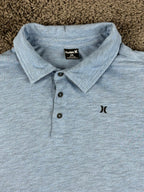 Hurley Mens XXL Polo Shirt Blue Heathered Short Sleeve Casual Cotton Blend Top