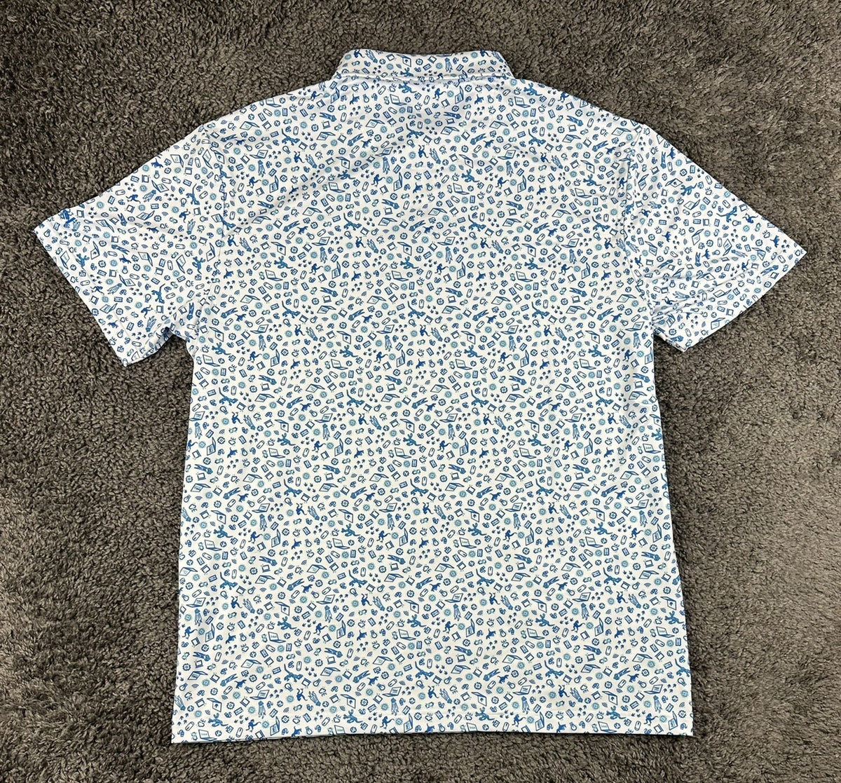 Intel Corporate Promotional Mens L White Blue Tech Print Polo Shirt