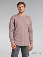 G-Star RAW Lash Men's Extra Large XL Long Sleeve T-Shirt Mauve Curved Hem