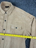 Vintage 90s True Grit Mens L Tan Chamois Button-Up Shacket Long Sleeve Shirt