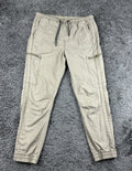 Union Mens M Khaki Stretch Cargo Jogger Pants Zipper Pockets