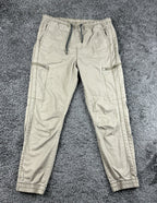 Union Mens M Khaki Stretch Cargo Jogger Pants Zipper Pockets