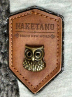 Naketano Womens Gray Cowl Neck Hoodie Pullover Sweatshirt Owl Rope Patch Sz M