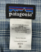 Patagonia Puckerware Shirt Mens M Short Sleeve Plaid Seersucker Button Down Blue
