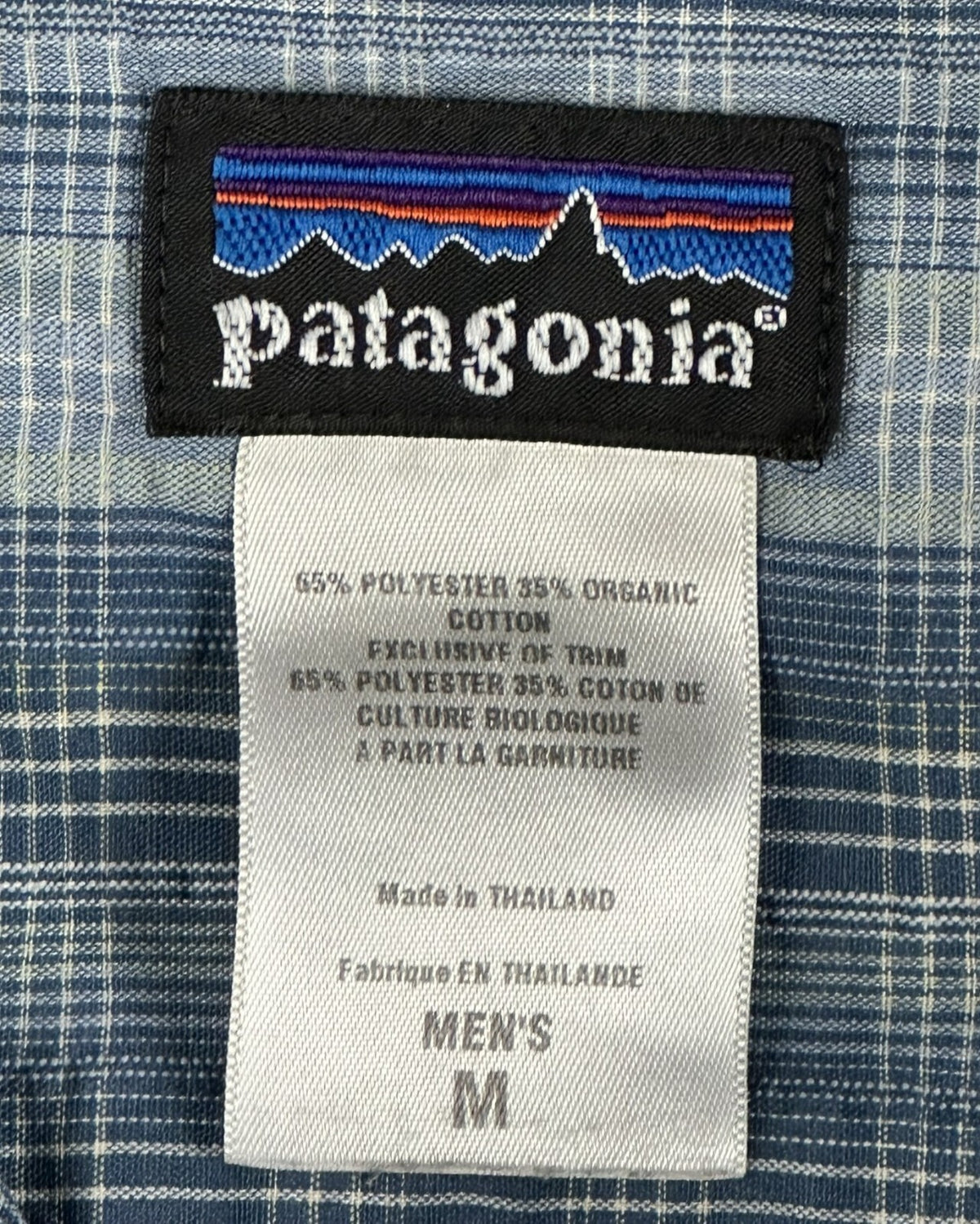 Patagonia Puckerware Shirt Mens M Short Sleeve Plaid Seersucker Button Down Blue