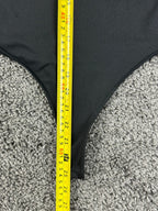Zara Womens Bodysuit Black Medium Square Neck Long Sleeve Thong Stretch