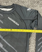 Hayabusa Mens XXL Black Geo Liquid Ti Long Sleeve Rash Guard Compression Shirt