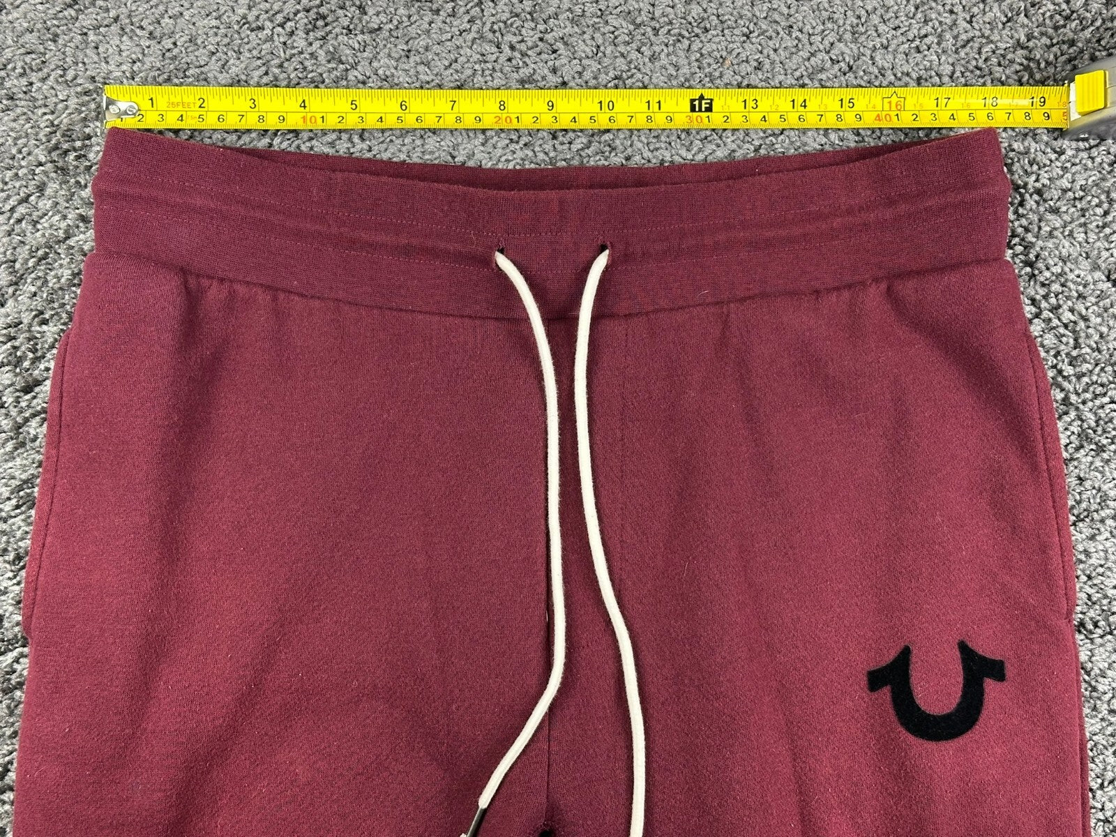 True Religion Core Jogger Sweatpants Mens L Burgundy Horseshoe Logo Lounge Pants