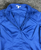 Hugo Boss Womens M Bashina Royal Blue Side Zip Point Collar Poplin Blouse Shirt