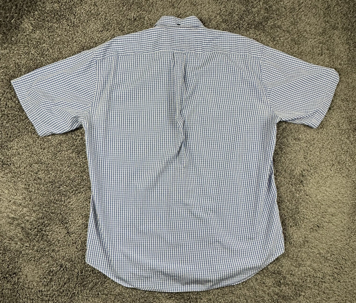 Vintage Façonnable Mens L Blue Plaid Short Sleeve Shirt USA