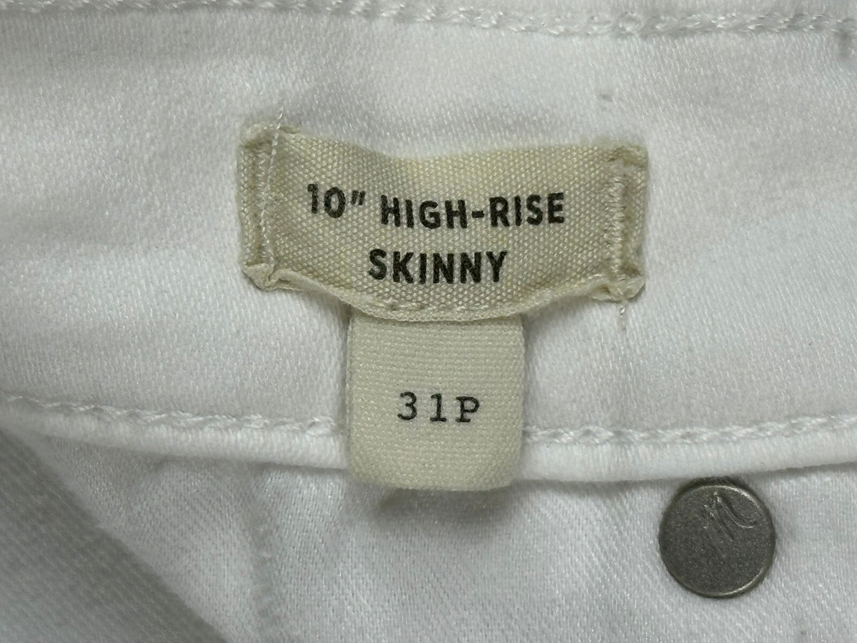 Madewell Womens 31P White 10" High-Rise Skinny Jeans Stretch