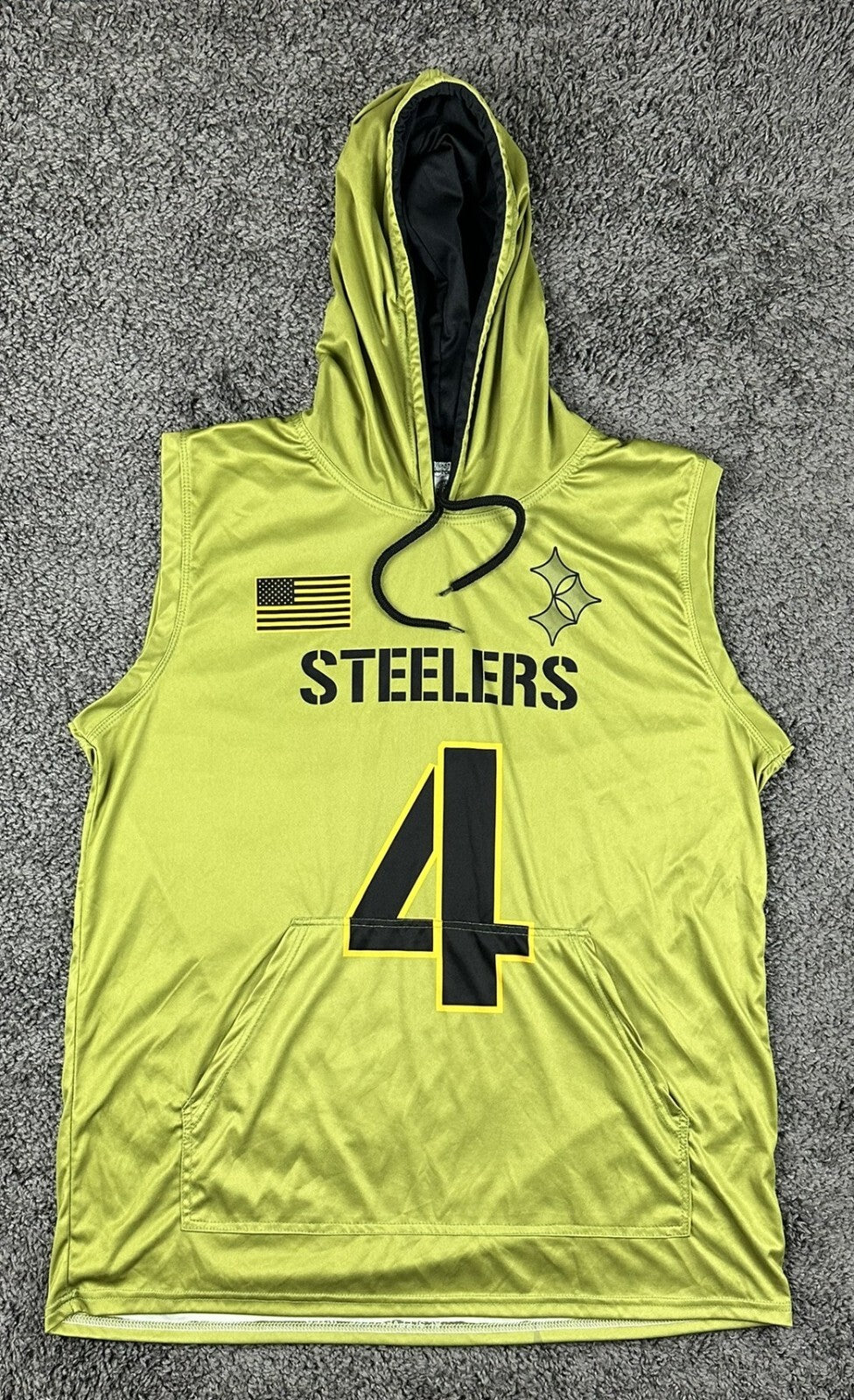Hitting Bombs Apparel Steelers #4 MOLINA Mens Large Lime Green Sleeveless Hoodie