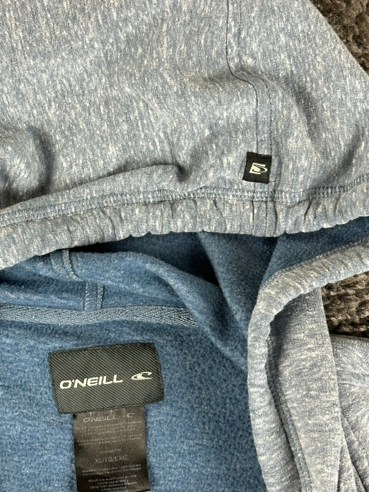 O'Neill Mens XL Full Zip Hoodie Blue Heathered Fleece Sweatshirt Jacket Surf