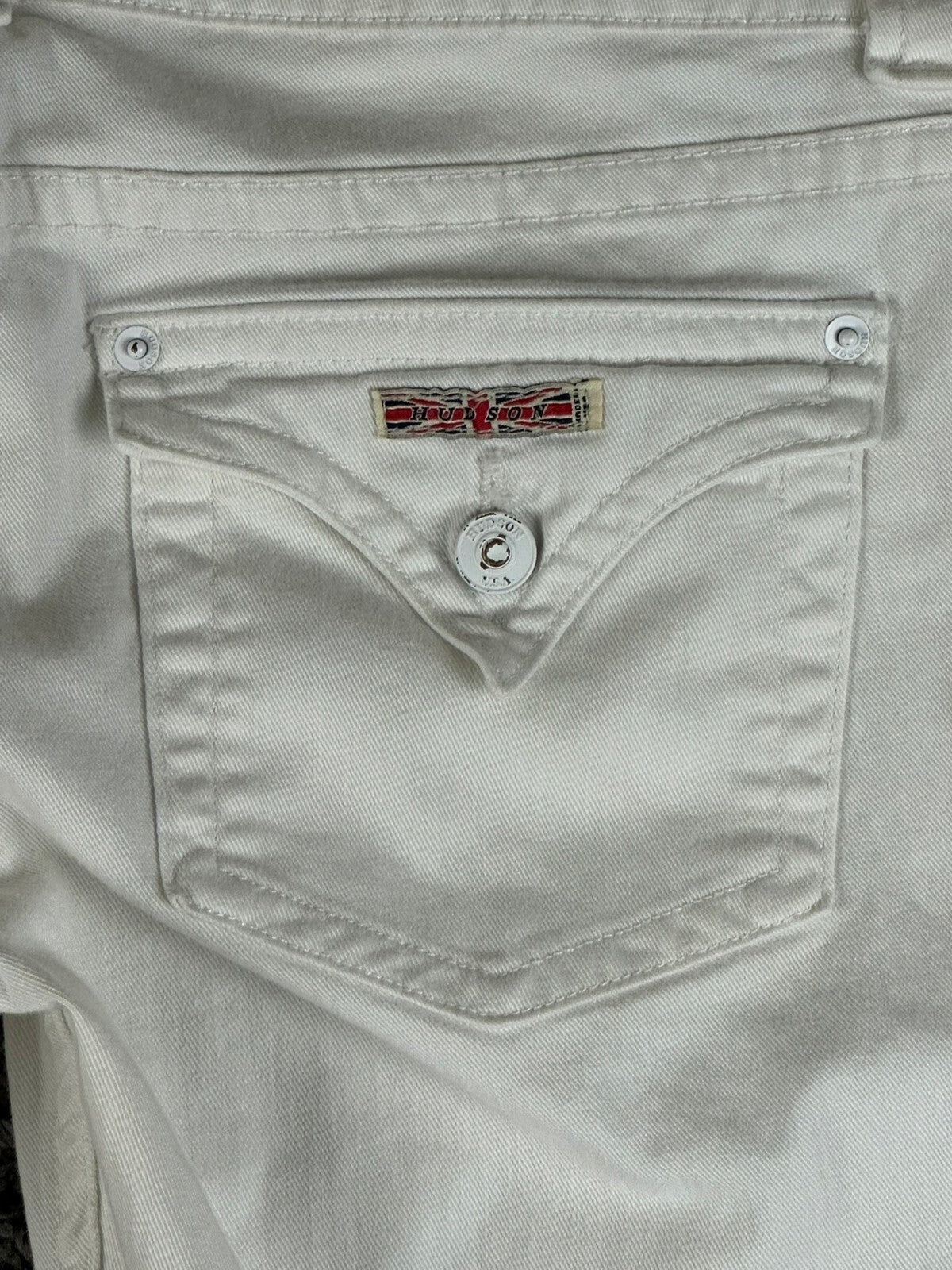 Hudson Womens Size 30 White Stretch Denim Bootcut Jeans Double Button